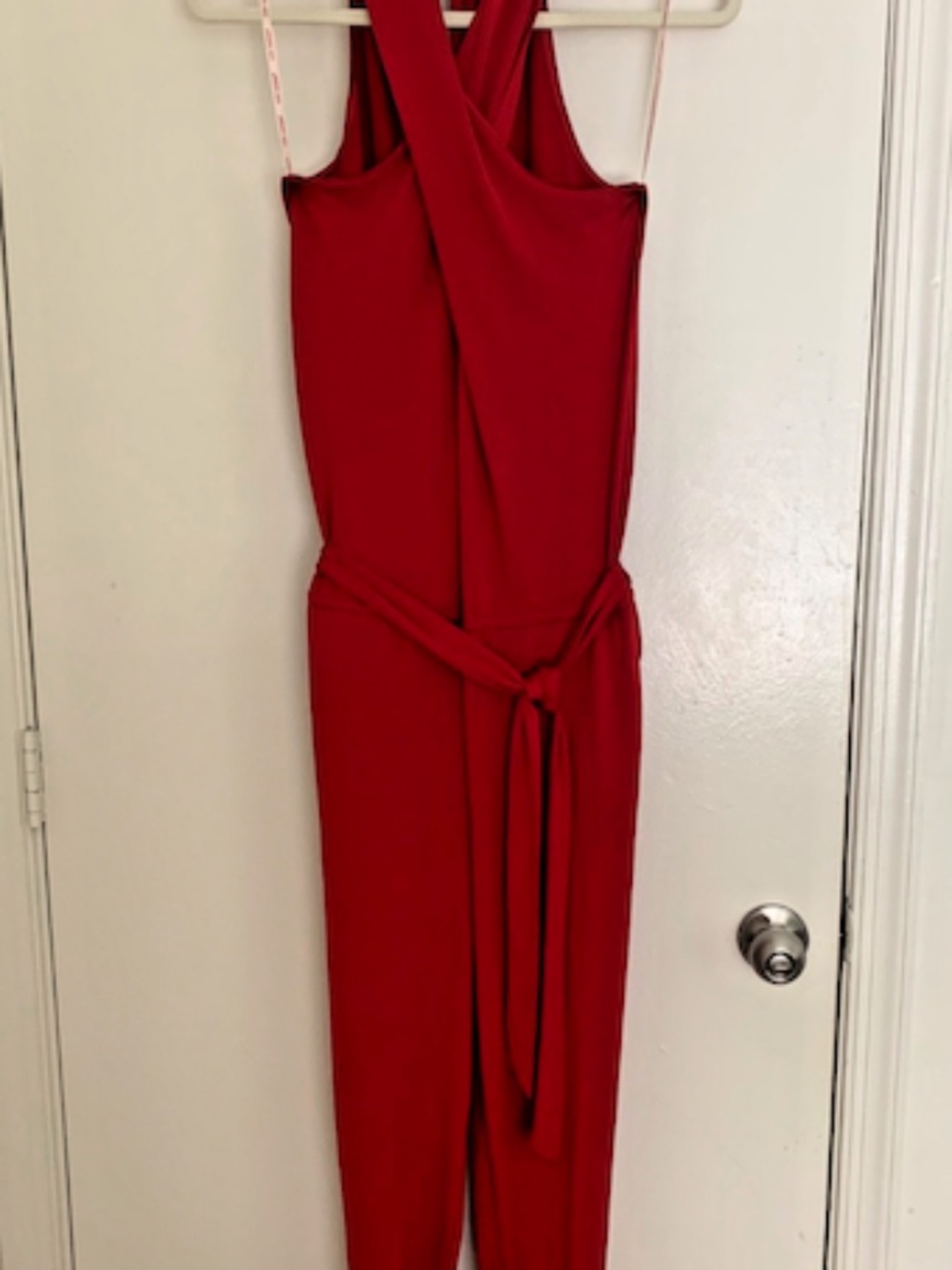 Red Halter Jumpsuit by GBY GUESS – Size S, Crisscross Back, Bold Retro Vibes - Picture 8 of 8